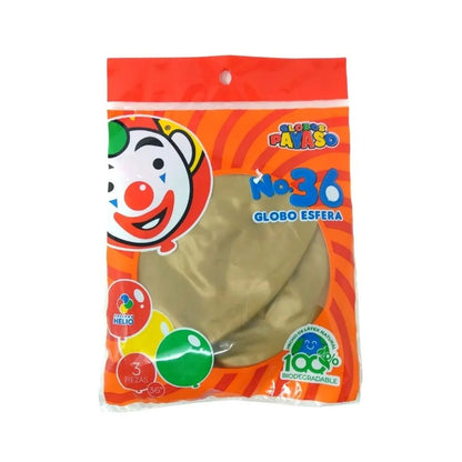 3pz Globos Gigantes Payaso Metalicos Esfericos No 36 Dorado Metalico - GLOBO PAYASO - detalle