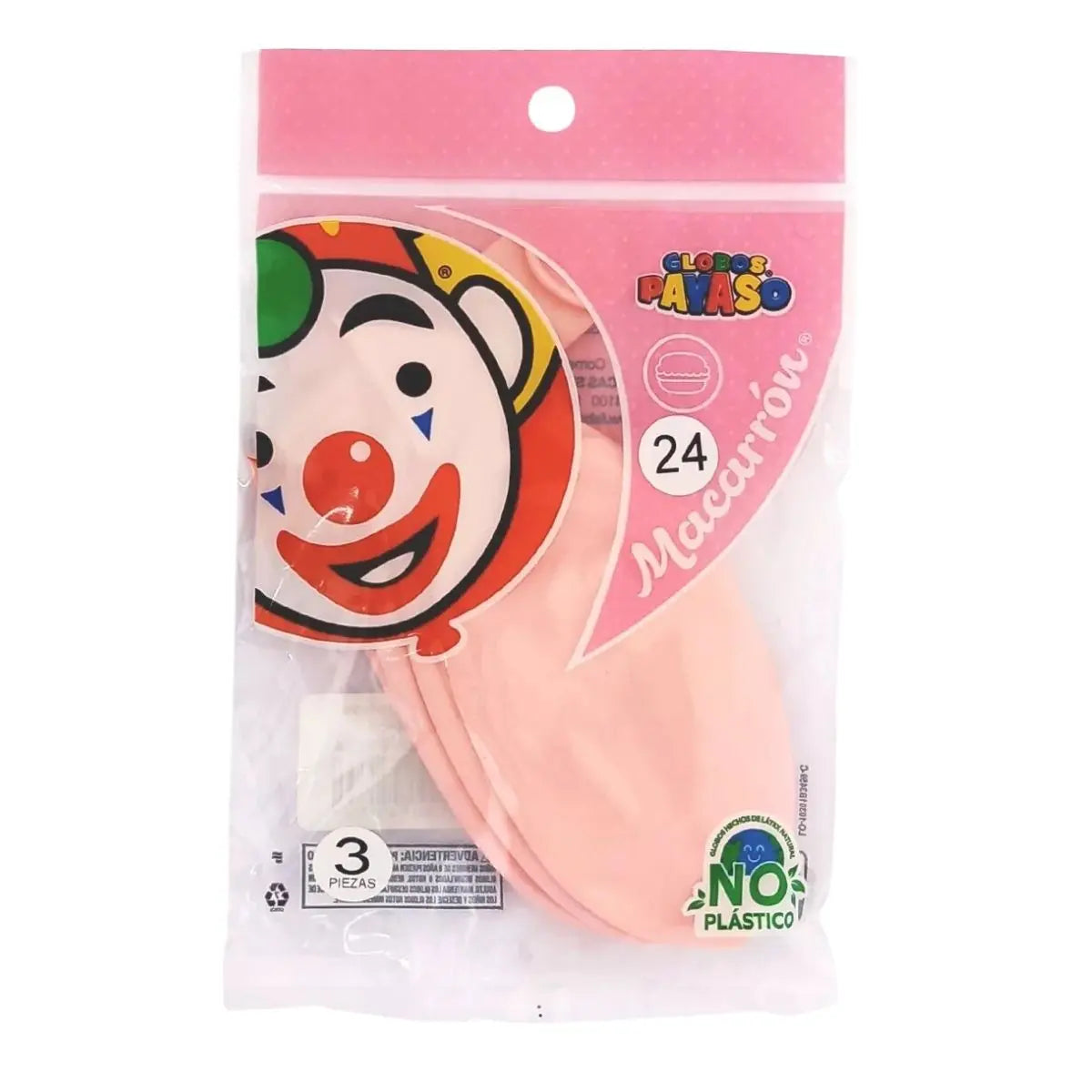 3pz Globo Payaso Macarron N°#24 Colores Pastel Color Elegir Fresa - GLOBO PAYASO - vista lateral