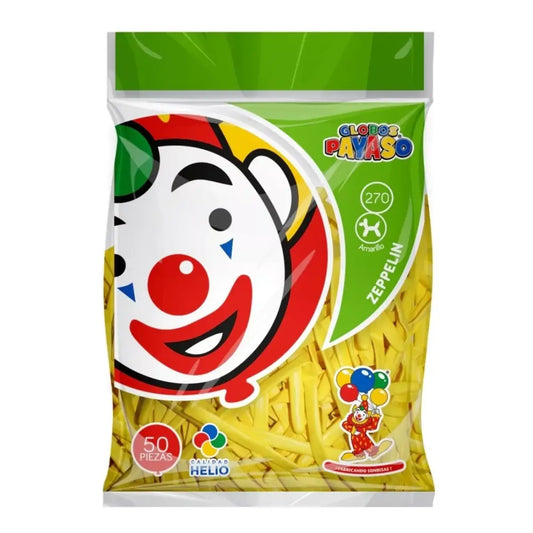 50pz Globos Payaso Largos #270 Elige Color Fiesta Decoracion Amarillo - GLOBO PAYASO