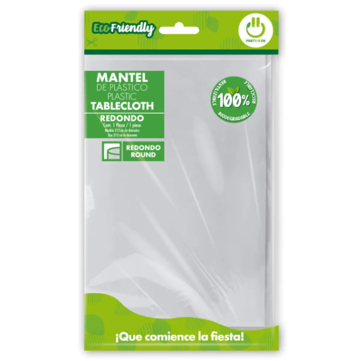 Mantel de Plastico Redondo Plata 213 cm Party is on - Fabricas selectas