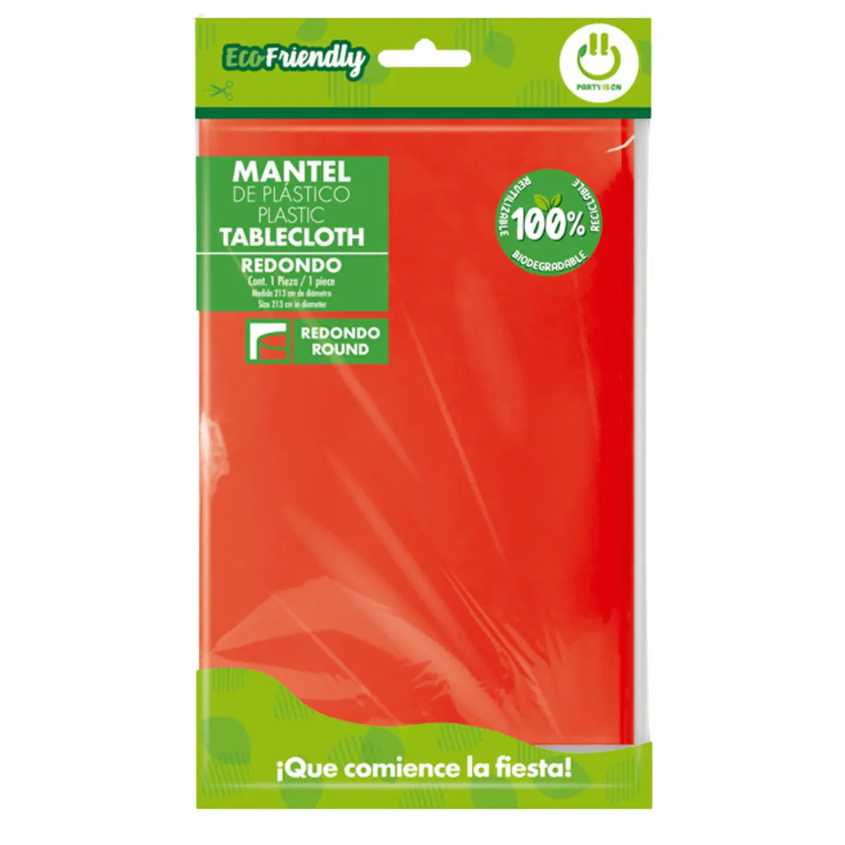 Mantel de Plastico Redondo Rojo 213 cm Party is on - Fabricas selectas