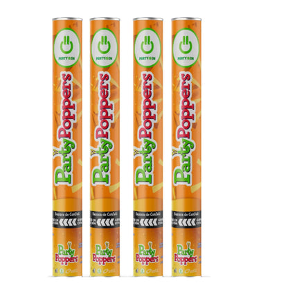4pz Party Popper Partyison Bazuca Estrellas Metalicas Doradas - PARTY IS ON - vista lateral