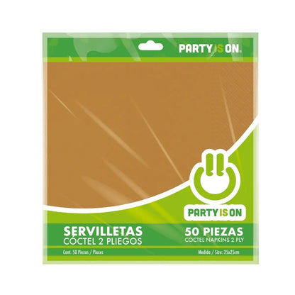50pz Servilletas De Papel Party Is On Coctel Color Dorado - PARTY IS ON