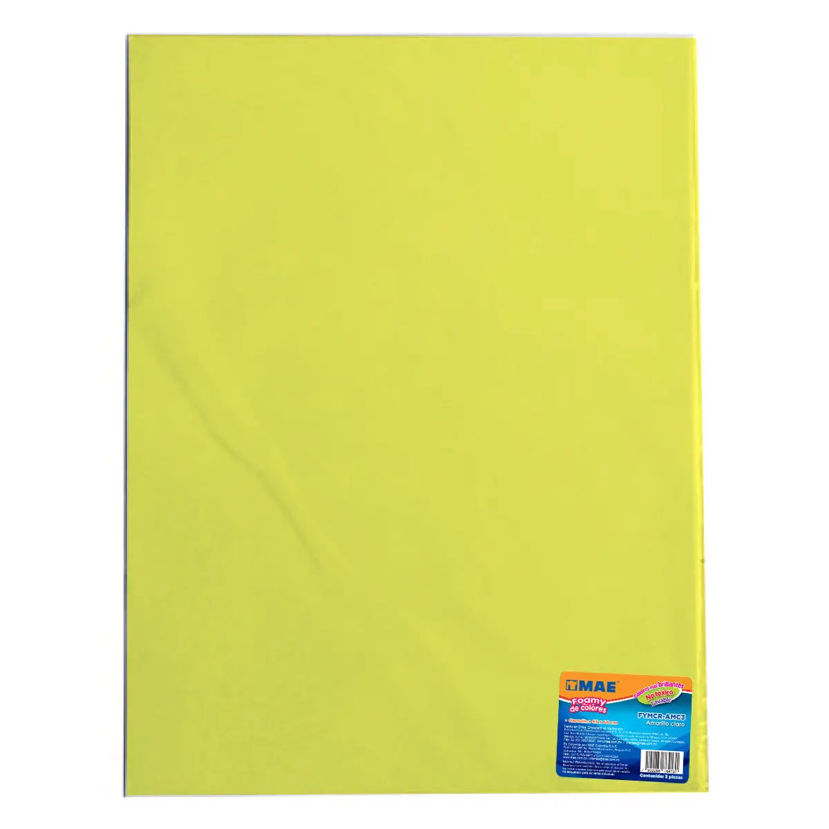10 piezas Foamy tamaño cartulina 45 x 60 cm, color amarillo claro MAE - Mae