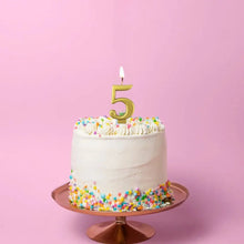Vela Platinum Dorado Party Is On Signo Numero Pastel Cumple Cinco - PARTY IS ON - vista trasera