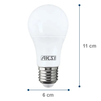 Foco LED A19 7W luz blanca, caja color Aksi - Aksi - vista lateral
