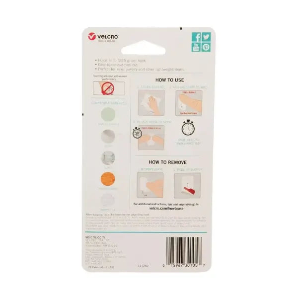 4 Pack Percheros Hangables Velcro Ganchos Adheribles Pared - Velcro