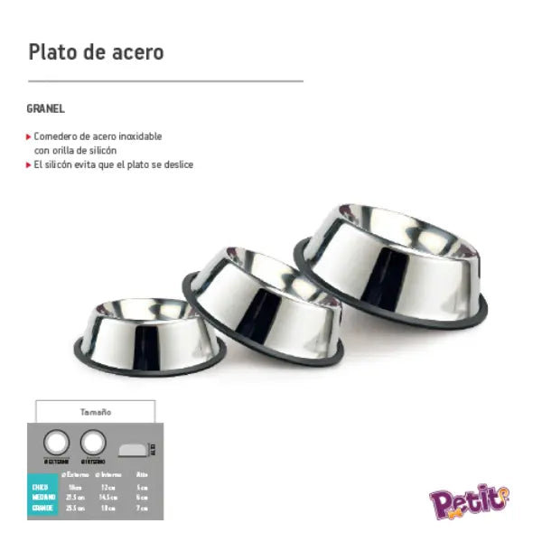 Plato Grande De Acero AKSI PETIT - Aksi - vista lateral