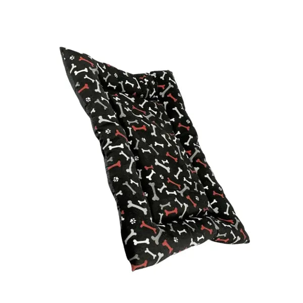 Colchoneta Para Mascotas 100X80 Grande De color Negro con figuras de Huesos y Huellas AKSI PETIT - Aksi - vista lateral