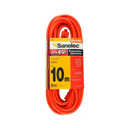 Extensión uso rudo 10 m naranj a 2x16 Sanelec - Sanelec - vista lateral