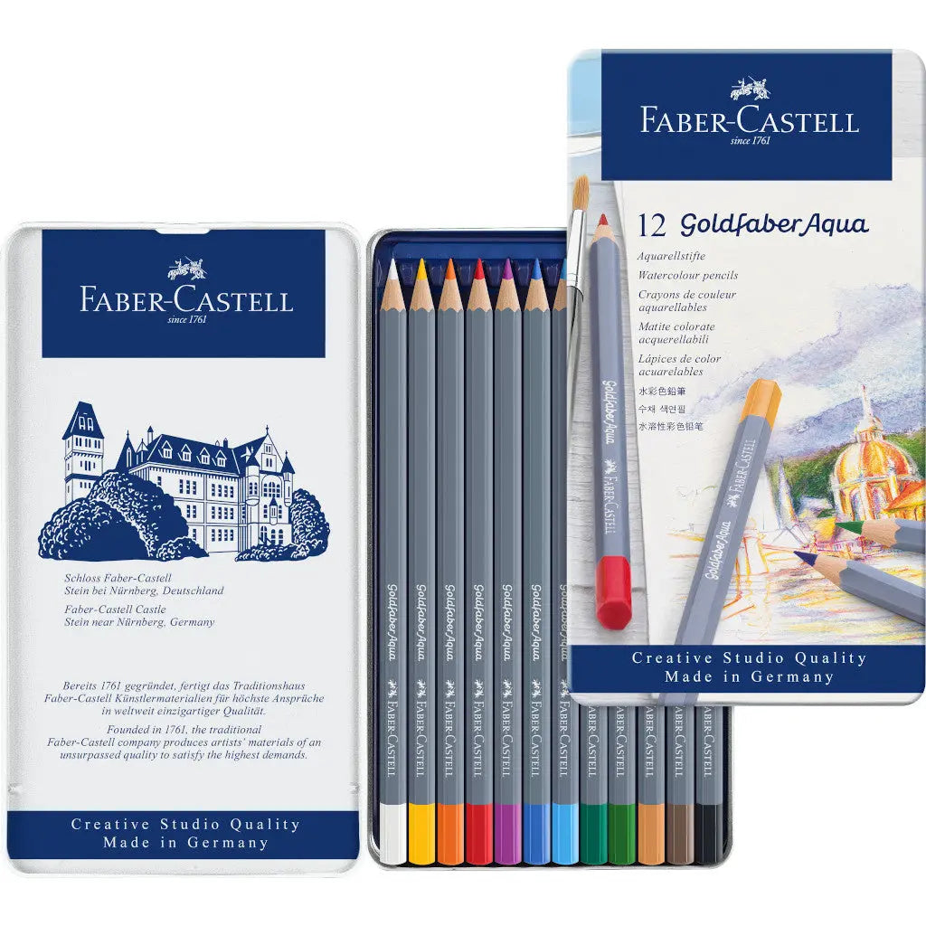 Faber-Castell Colores Goldfaber Acuarelables Para Arte con 12 Distintos Colores, estos lápices acuarelables permiten crear dibujos detallados como efectos de acuarela teniendo una experiencia creativa - Faber Castell - uso