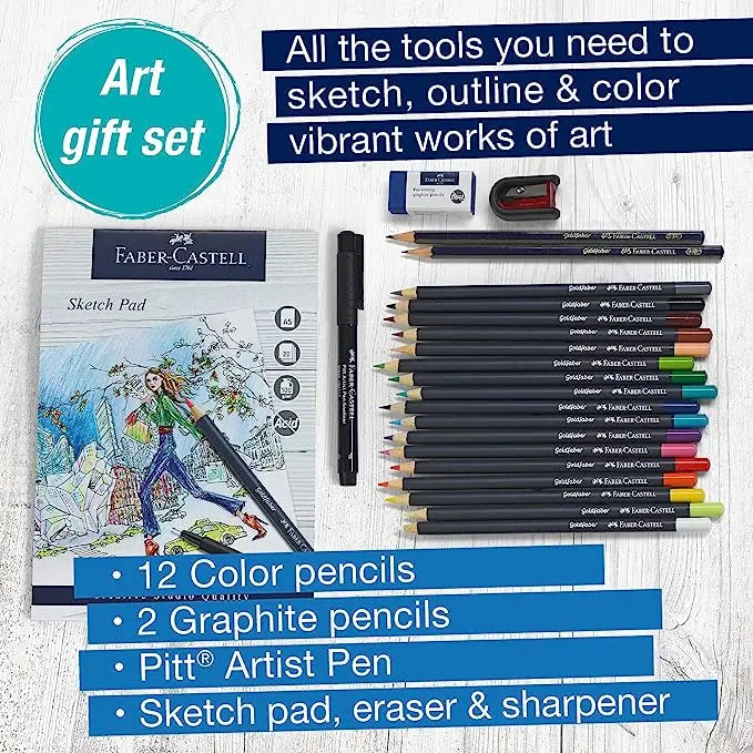 Set de Regalo de Lápices de Colores Faber Castell Goldfaber Premium - Faber Castell - contenido