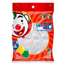 3pz Globos Gigantes Payaso Esféricos Numero 36 Colores Perla Blanco - GLOBO PAYASO - contenido
