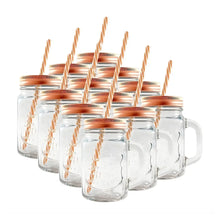 24pz Mason Jar Ice Cold Drink Grabado TRANSPARENTE de 16oz Tapa COBRE perforada - Coveme - detalle