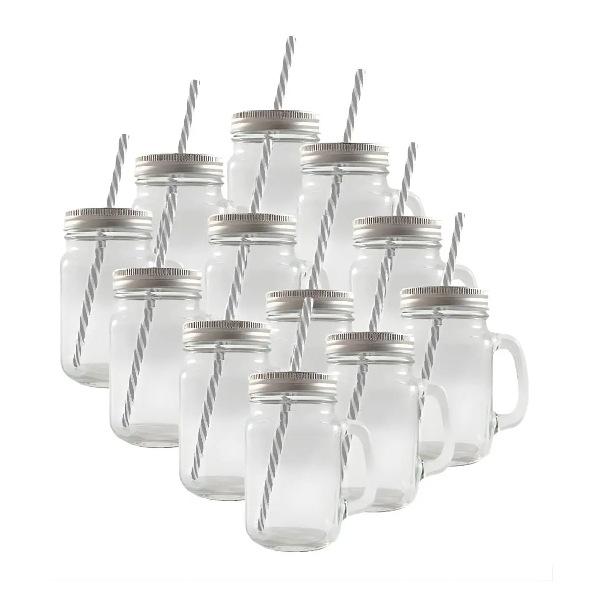 Mason Jar Grabado Transparente Con Tapa Y Popotes 24 PZ BLISTER - Coveme - vista trasera