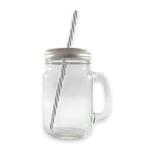Mason Jar Grabado Transparente Con Tapa Y Popotes 24 PZ BLISTER - Coveme - detalle