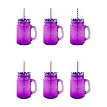 6pz Frasco Mason Jars Tarro Ice Cold Drink Tapa Popotes Fiesta Cocina Catering Drink Lab Pac (Morado) - Coveme