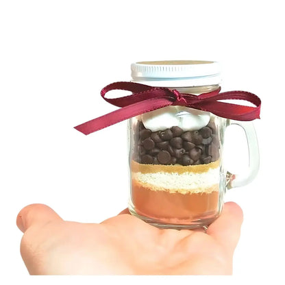 48pz Mason Jars Mini c/Asa LISO tapa cobre completa - Coveme - detalle