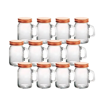 48pz Mason Jars Mini c/Asa LISO tapa cobre completa - Coveme - vista trasera