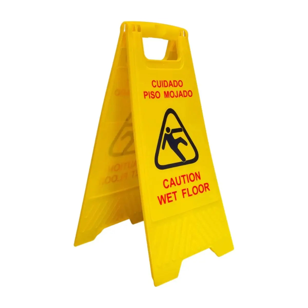 Letrero Precaucion Plegable Oval Señalamiento Piso Mojado - Oval - vista lateral