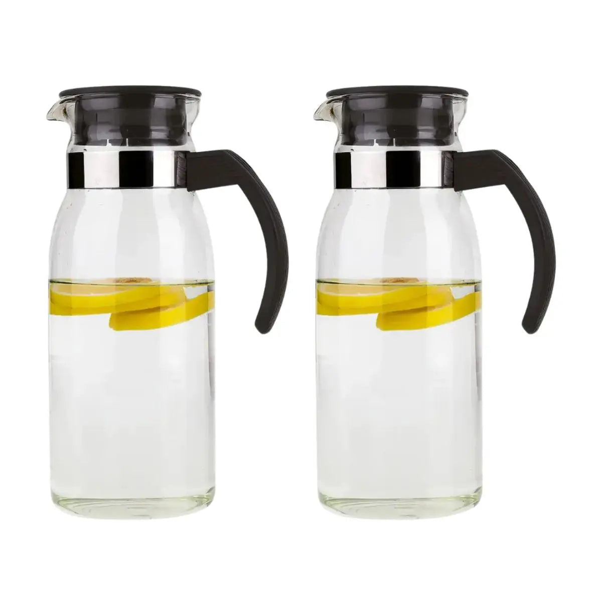 Set 2 Jarra Aurora Vidrio Asa Color Negra 1l Hogar Color Transparente - Drink Lab - empaque