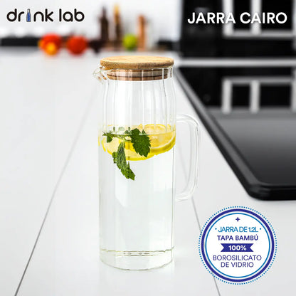 Jarra Cairo Tapa Bambu Vidrio 1.2 Litros Hogar Transparente - Coveme - contenido