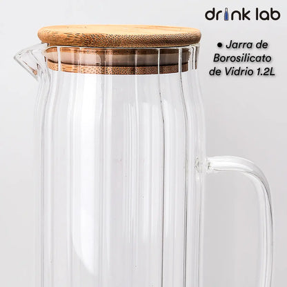 Jarra Cairo Tapa Bambu Vidrio 1.2 Litros Hogar Transparente - Coveme - accesorios