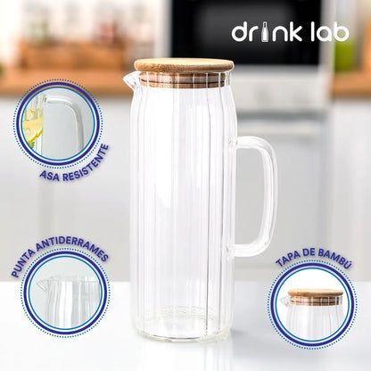 Jarra Cairo Tapa Bambu Vidrio 1.2 Litros Hogar Transparente - Coveme - detalle