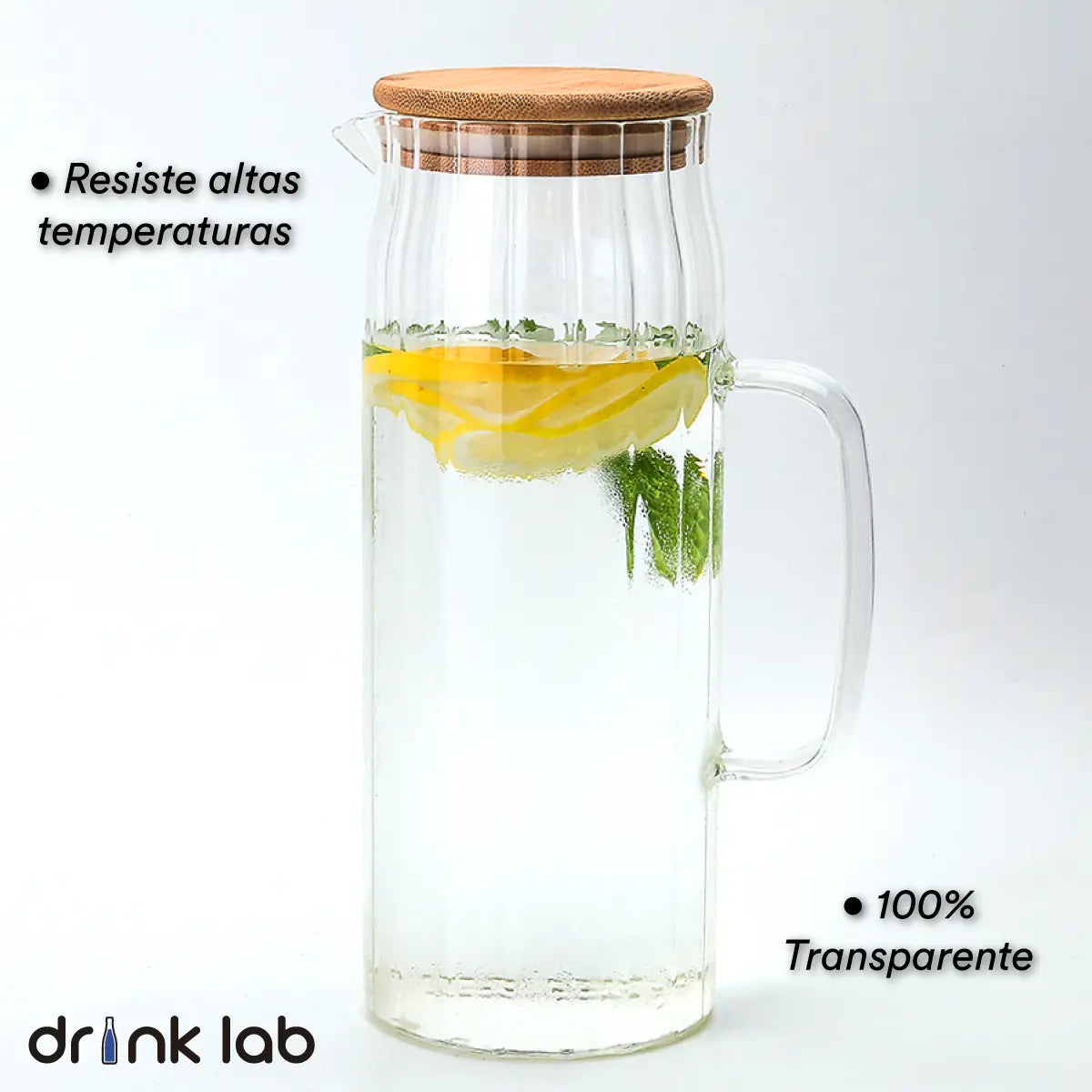 Jarra Cairo Tapa Bambu Vidrio 1.2 Litros Hogar Transparente - Coveme - empaque
