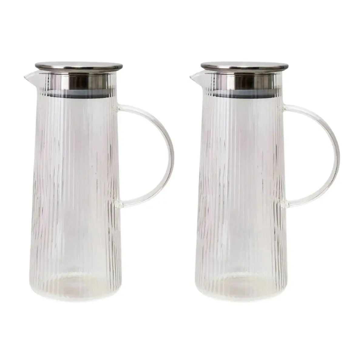 Set 2 Jarra Vidrio Giza Tapa Acero Inoxidable 1.3 Litros Hogar Color Transparente - DrinkLab - detalle