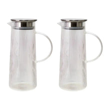 Set 2 Jarra Vidrio Giza Tapa Acero Inoxidable 1.3 Litros Hogar Color Transparente - DrinkLab - detalle