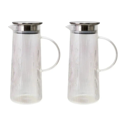 Set 2 Jarra Vidrio Giza Tapa Acero Inoxidable 1.3 Litros Hogar Color Transparente - DrinkLab - detalle