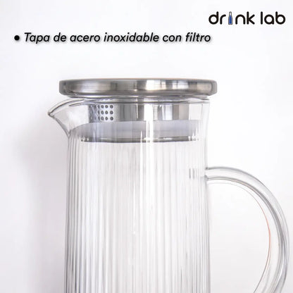 Jarra Vidrio Giza Tapa Acero Inoxidable 1.3 Litros Hogar - Coveme - empaque