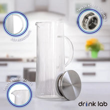 Jarra Vidrio Giza Tapa Acero Inoxidable 1.3 Litros Hogar - Coveme - contenido