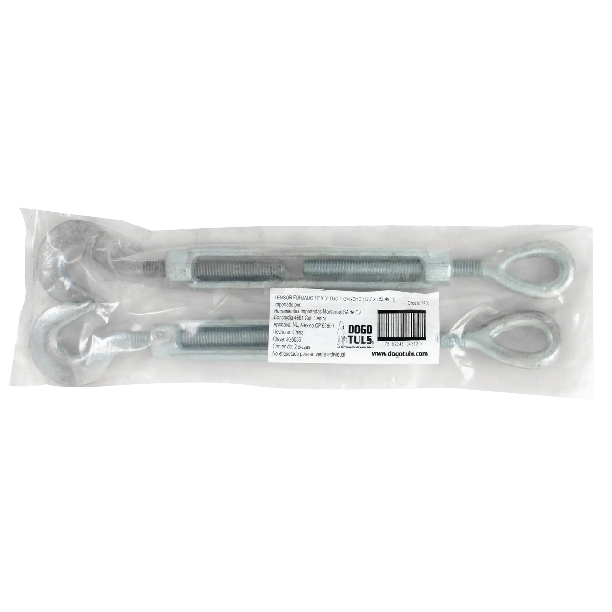 Tensor Forjado Dogotuls 1/2" x 6" Ojo y Gancho - Dogotuls - vista lateral