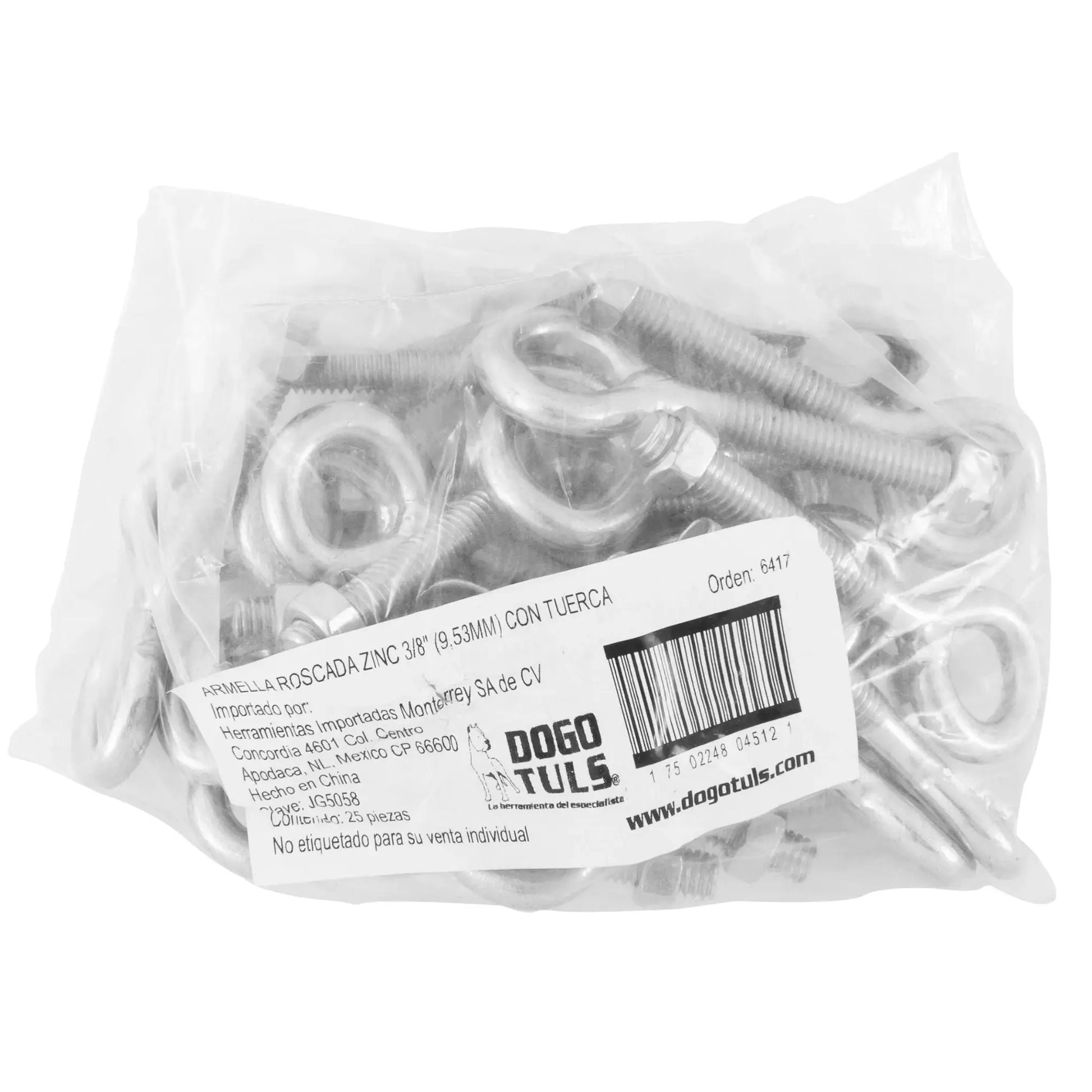 ARMELLA ROSCADA ZINC 3/8" C/TUERCA - Dogotuls - vista lateral