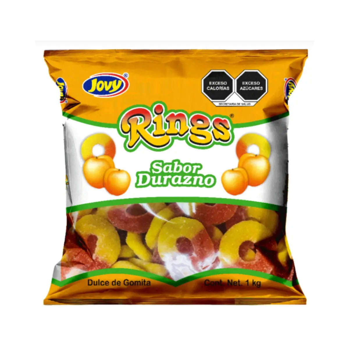 Bolsa de Gomitas Rings Aros De Durazno Crazy Gummy 1 Kg Jovy - Jovy