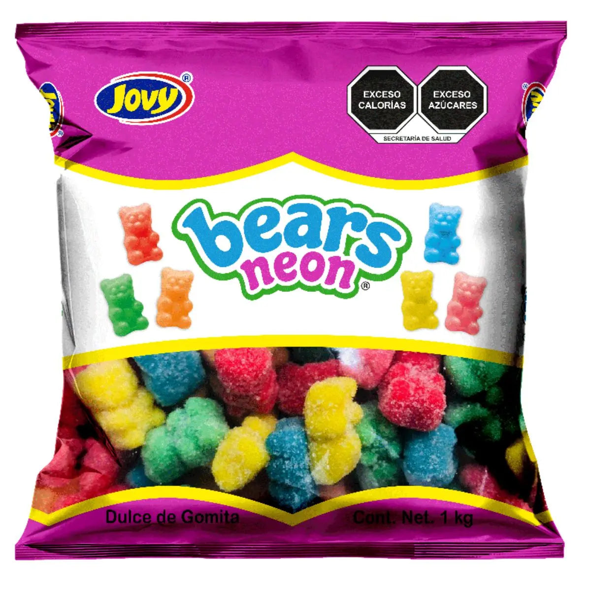 Gomitas Bears Neon Jovy Ositos Surtidos Sabor Agridulce 1kg - Jovy - vista lateral