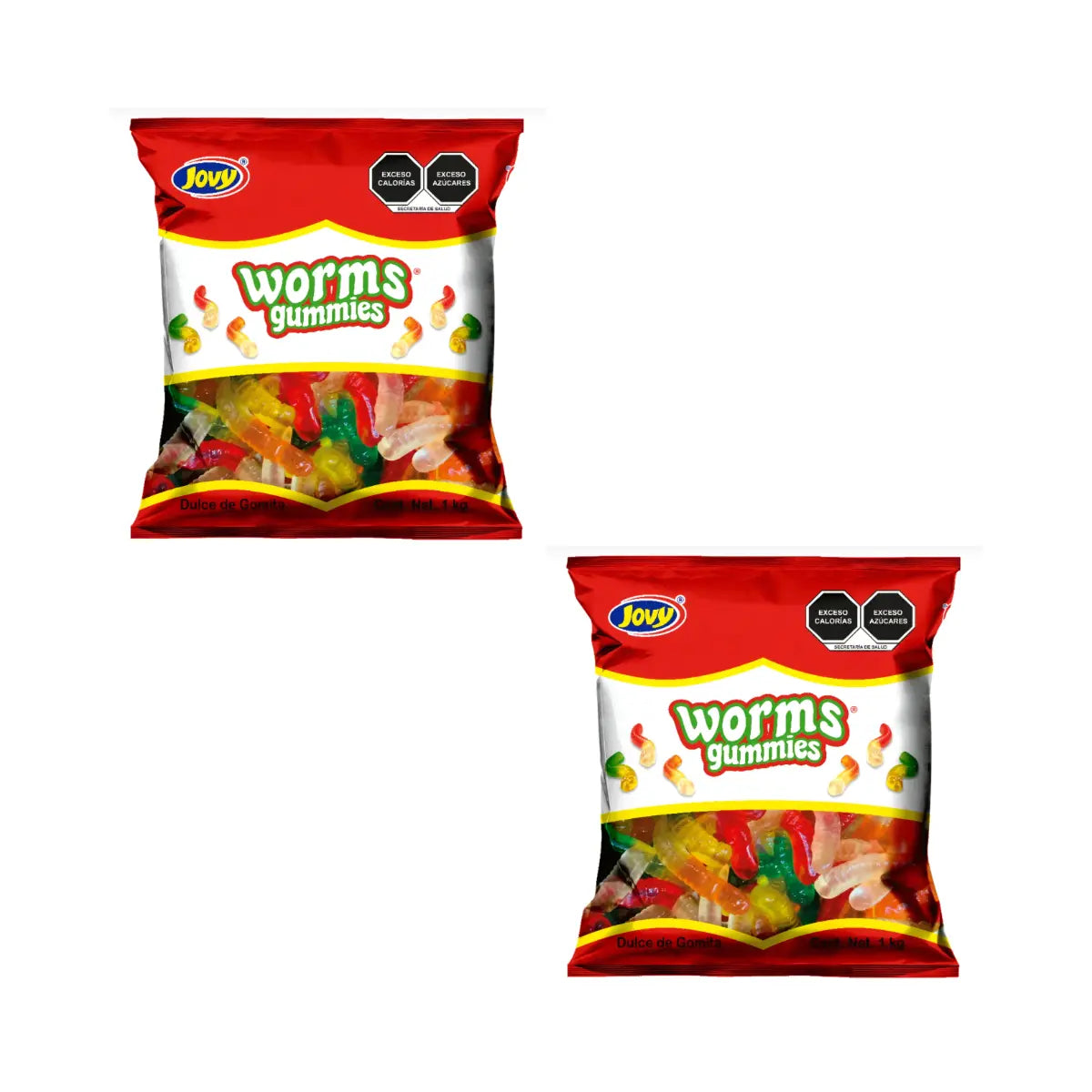 2 Kg Bolsa de Gomitas Lombrices Sabores Frutales Worms Gummies  Jovy - Jovy