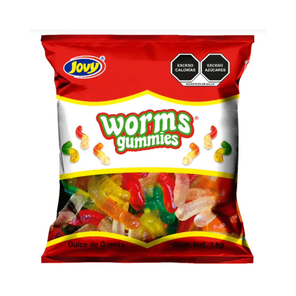 Bolsa de Gomitas Lombrices Sabores Frutales Worms Gummies 1 Kg Jovy - Jovy