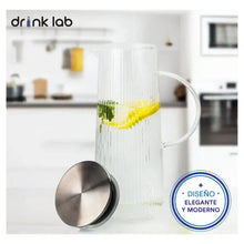 6 Tarros Mason Jar Ice + Jarra Vidrio Giza Tapa Acero Inoxidable 1.3 L - Drink Lab - vista lateral