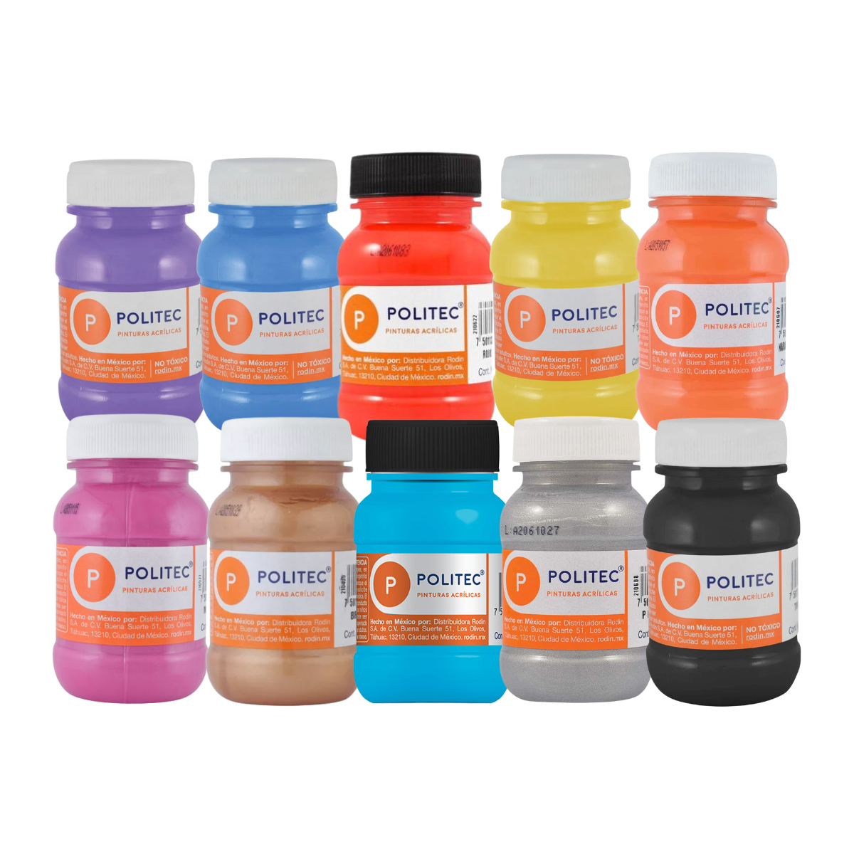 Set 10 Pinturas Acrilicas Politec Diferentes Colores 100ml