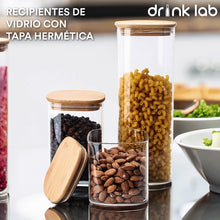 3 Recipientes Hermetico Vidrio Tapa Bambu - Drink Lab - Coveme - accesorios
