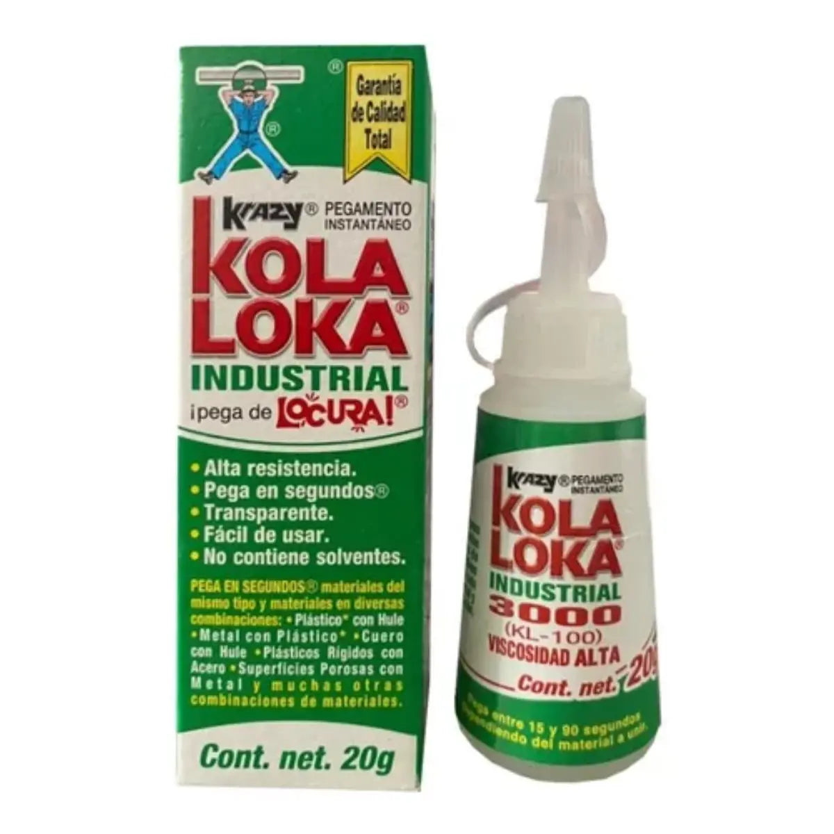 Pegamento Industrial Kola Loka Alta Viscocidad 3000 20g - Kola loka - vista lateral