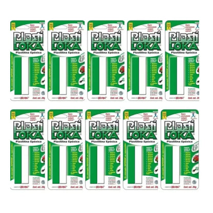 Caja 10 Plastilinas Epoxica Plasti Loka 20g Kola Loka - Kolaloka - empaque