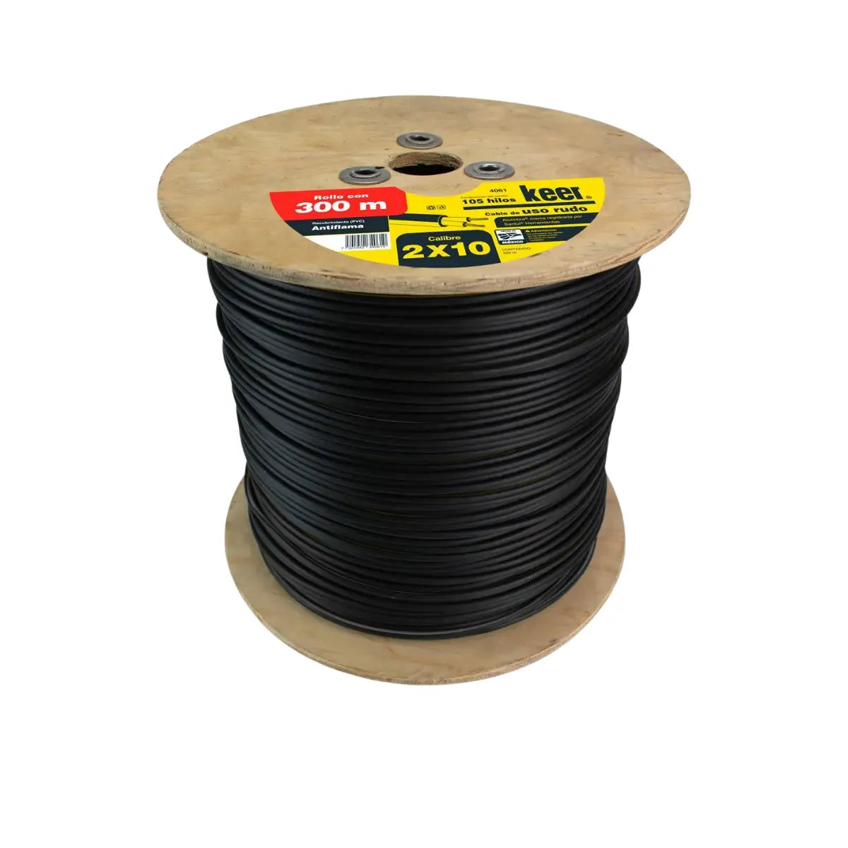 Cable Uso Rudo Keer Multipolar 2x10 Carrete 300 mts AWG - Kronaline - vista lateral