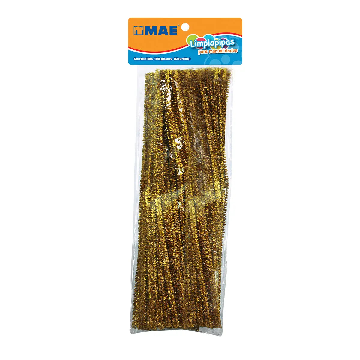 Bolsa 100pzs Limpiapipas  ( Chenilles)  color dorado metálico - Mae