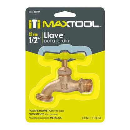 Paquete de 24 Llaves para Jardín 1/2" Maxtool Latón Cromado - Aksi - vista lateral