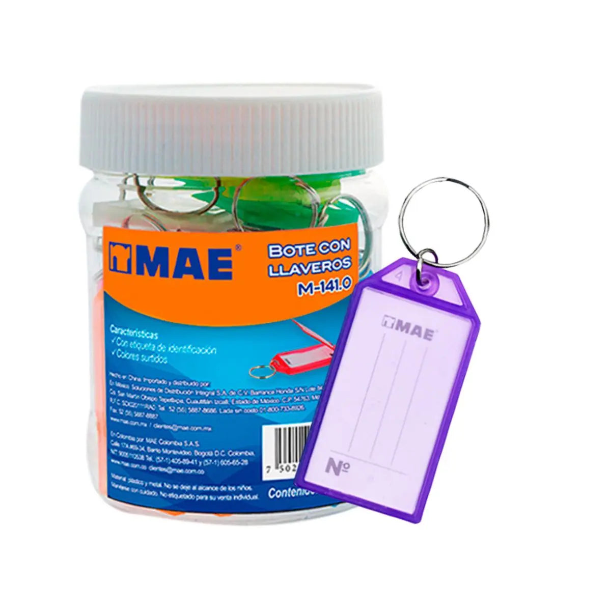 Llaveros de colores surtidos Mae bote con 24 piezas - Mae
