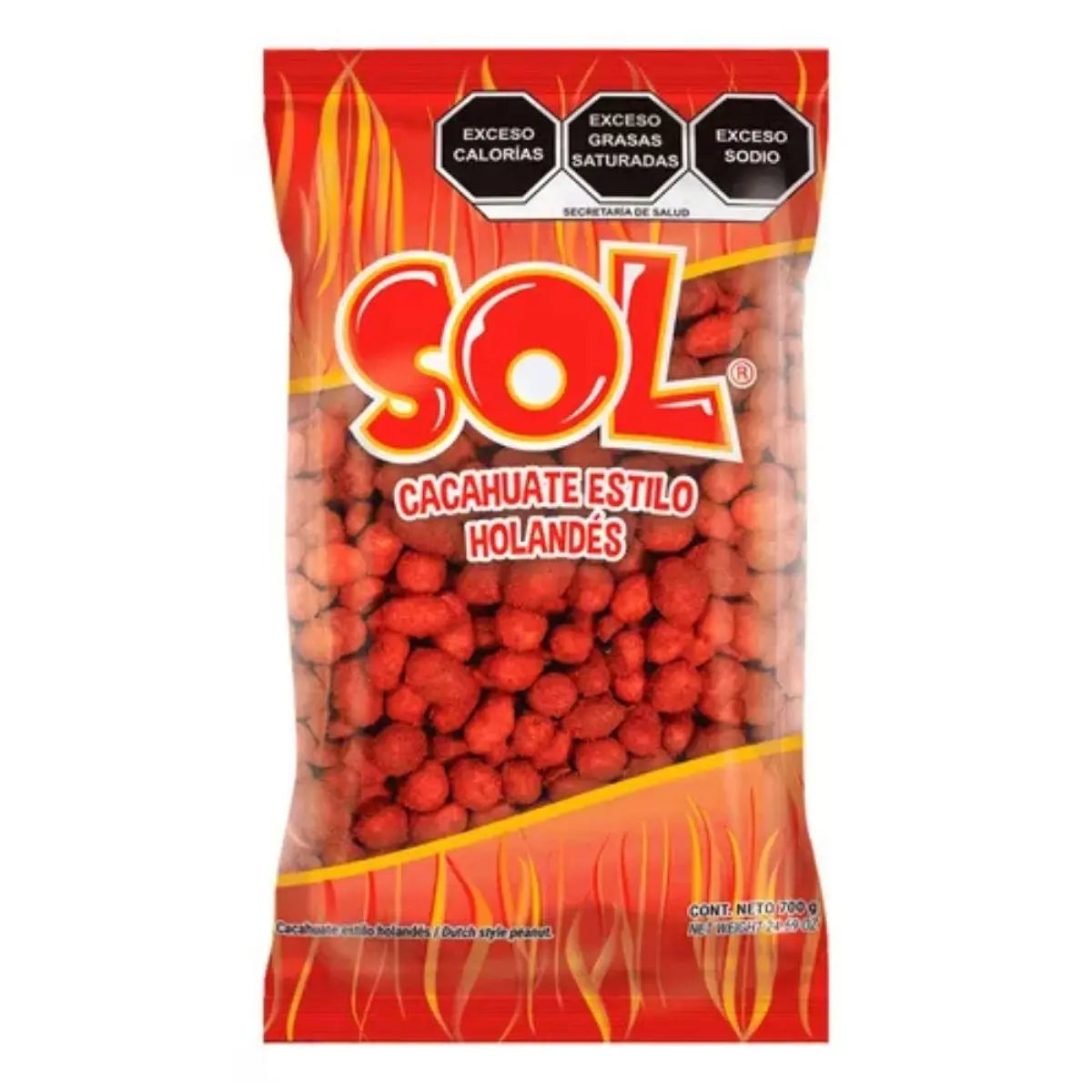 Cacahuate Holandes Botana Sol Enchilado Snack Salado 700gr - Papas Sol - vista lateral
